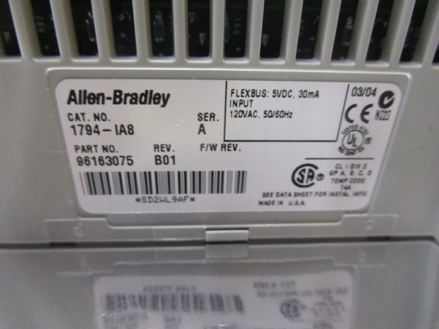 NEW Allen Bradley 1794-IA8 Ser A Rev B01 Flex I/O Input Module PLC