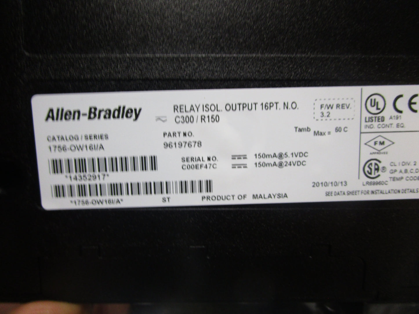 Allen Bradley 1756-OW16I /A ControlLogix 16P Relay Isolated Output 1756OW16I (NEW)