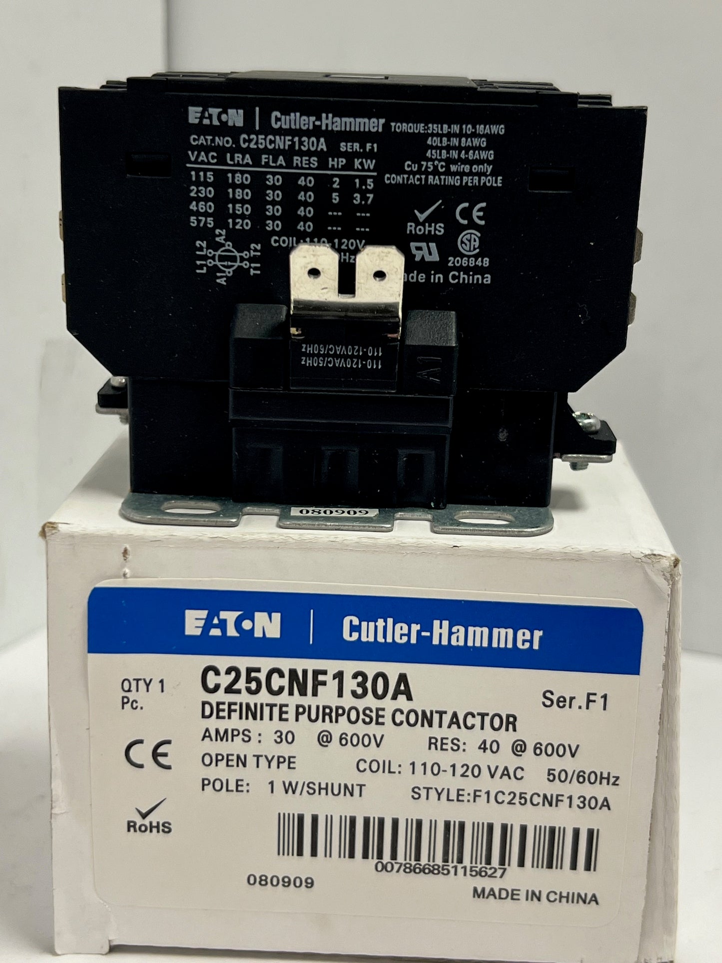 (1) NEW Eaton Cutler-Hammer C25CNF130A 110-120VAC Definite Purpose Contactor